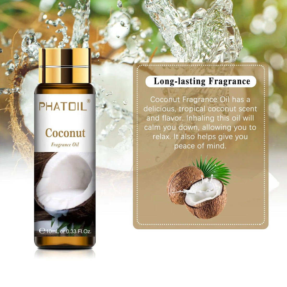 10ml with Dropper Coconut Vanilla Fragrance Oil for Making White Musk Orchid Coffee Magnolia Peach Lime  Bubble Gum Aroma Oil HALALZEN