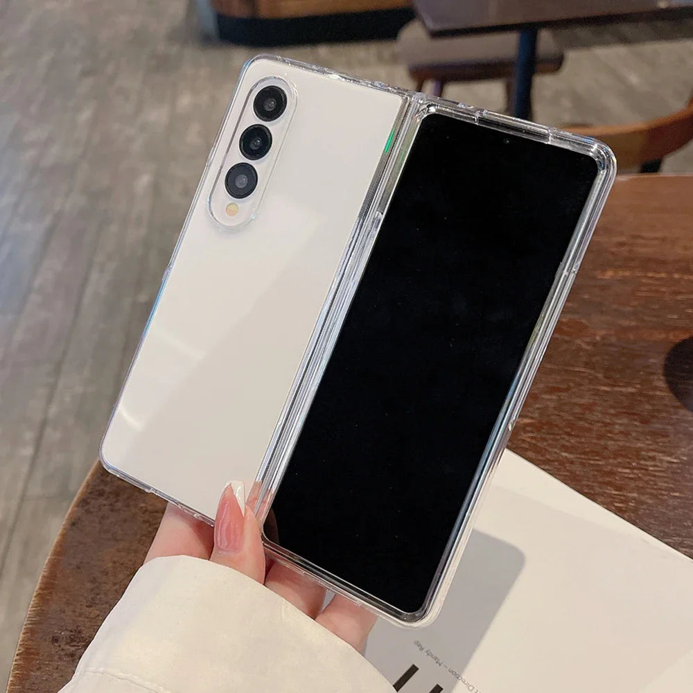 Acrylic Transparent Phone Case For Samsung Galaxy Z Fold 6 5 4 3 Fold5 ZFold5 Fold6 Fold3 Shockproof Protective Hard Back Cover