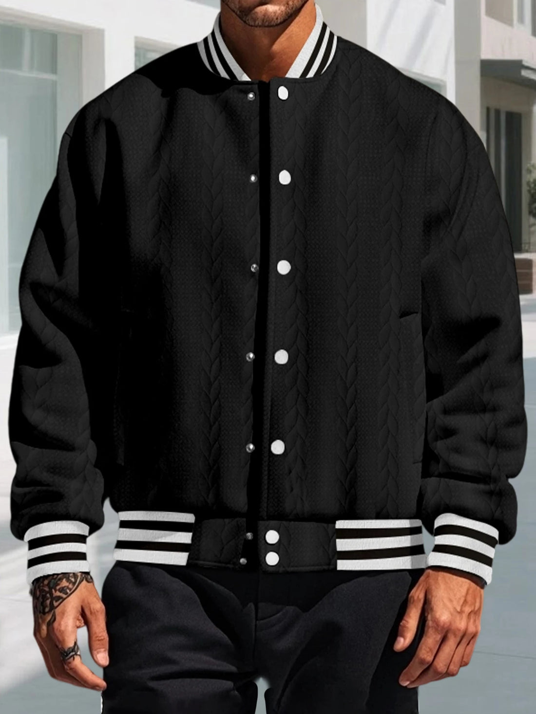 Men s Classic Bomber Jacket with Ribbed Cuffs and Hem Casual Lightweight Zip Up Baseball Coat for Fall Winter