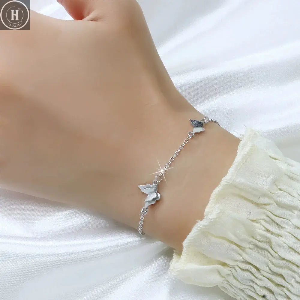 VENTFILLE 925 Sterling Silver Butterfly Bracelet for Girl Bead String Design Insect Fashion Versatile Jewelry Gift Dropshipping HALALZEN
