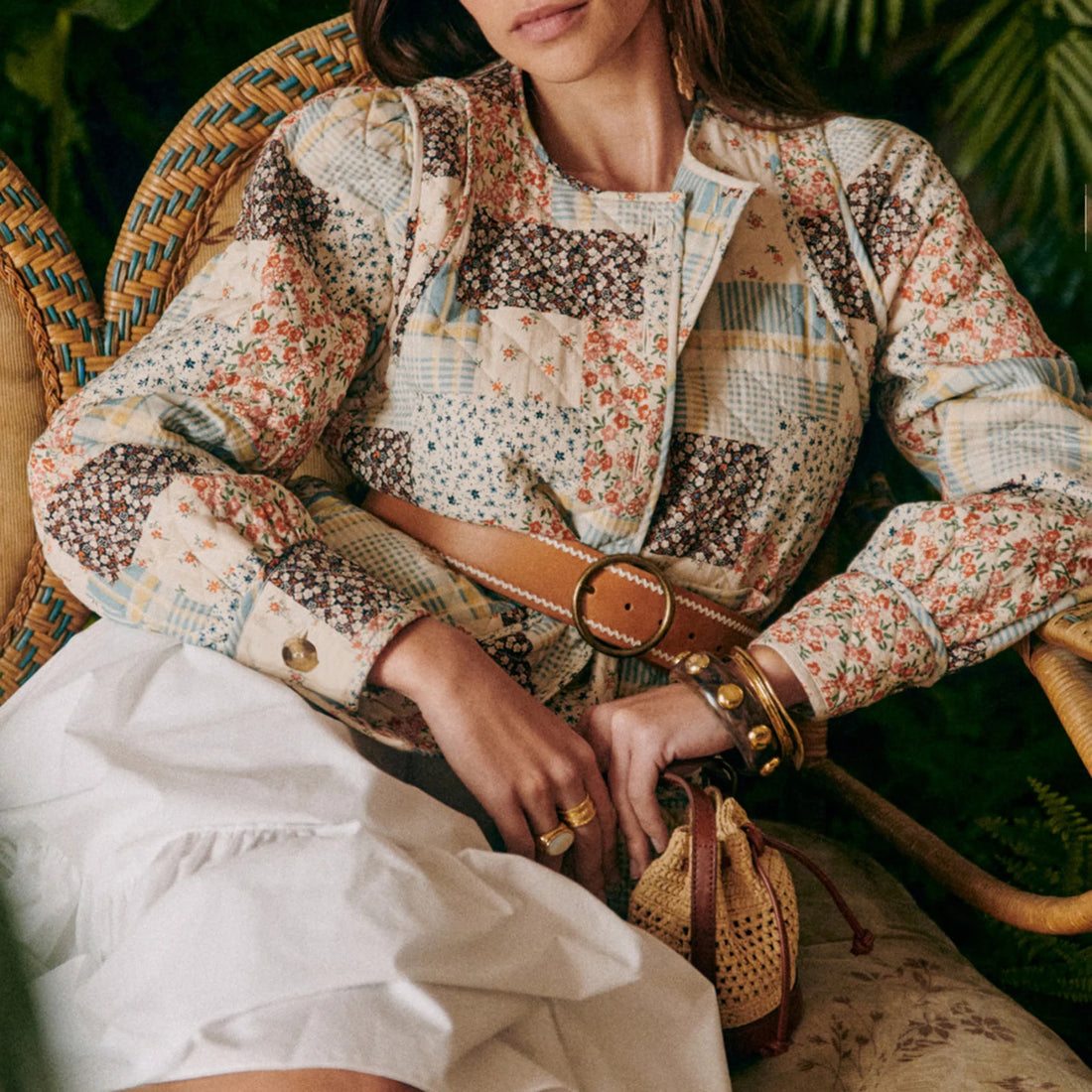 Fall Winter Women's Quilted Coats Jacket Lightweight Fashion Floral Print Casual Long Sleeve Button Cardigan Outwear Streetwear