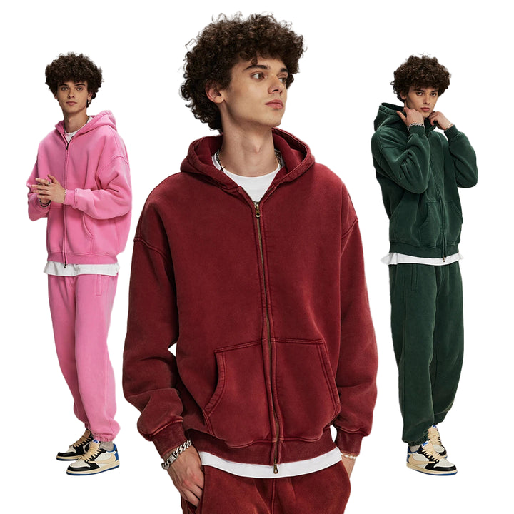 Batik fleece zippered hoodie