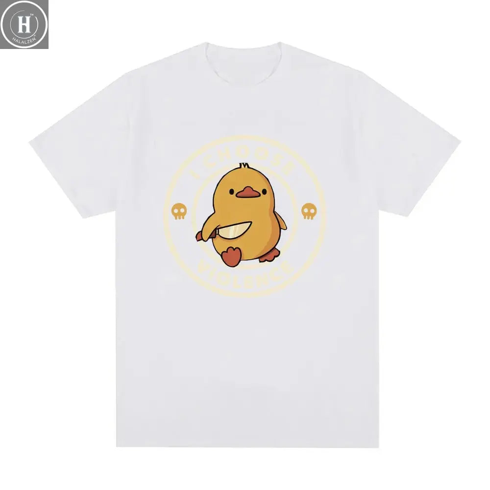 I Choose Violence T Shirt Funny Duck Humor Slogan Short Sleeve T-shirts Men Women 100% Cotton Loose Oversized T-shirt Streetwear HALALZEN