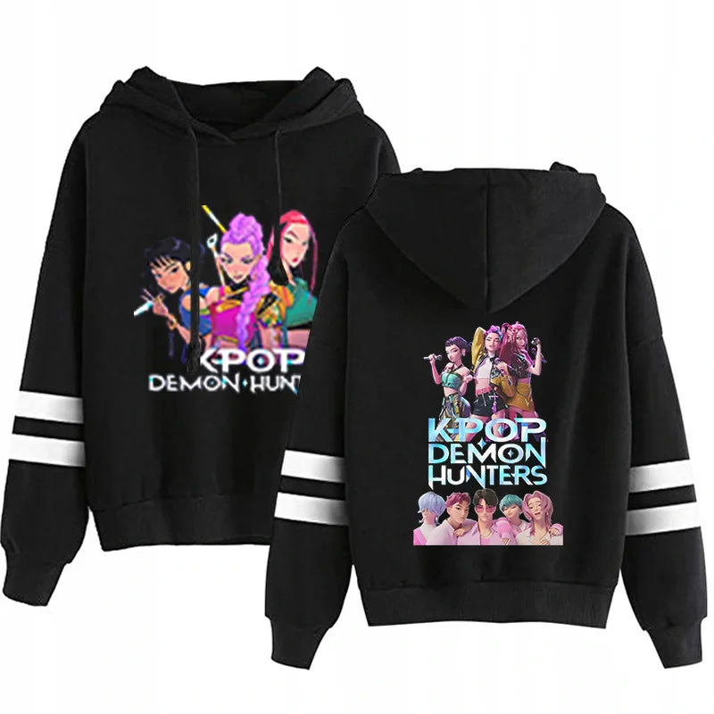 Kpop Demon Hunters Fashion Hoodie Long Sleeve Double Bar Trendy Streetwear