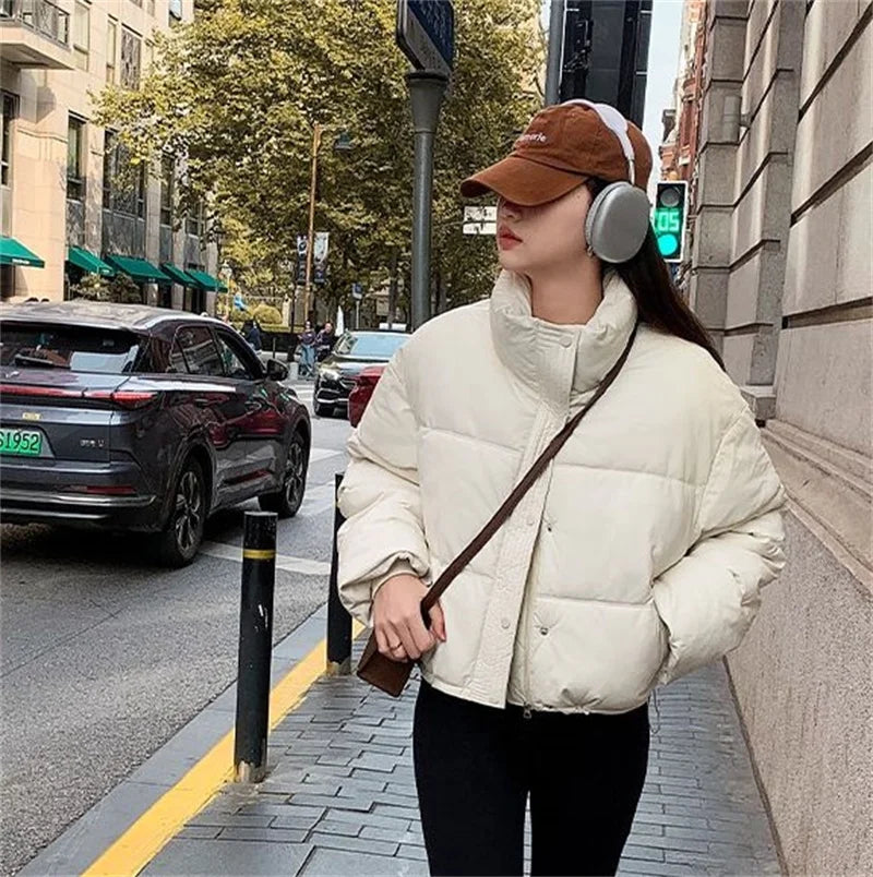 Korean Women's Padded Jacket Winter Parkas 2024 New Cropped Down Cotton Oversize Jacket Puffer Snow Coats Loose Waterproof Outwe