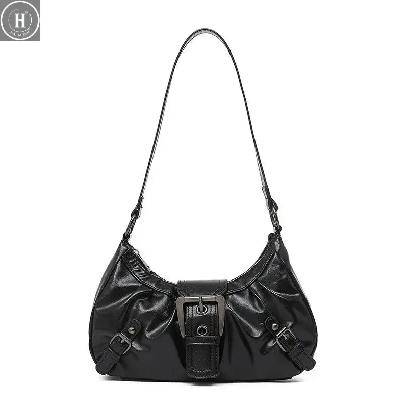 Y2K Retro Pleated Hobo Shoulder Bag for Women Hot Selling Maillard Style Underarm Bag Clutch Handbags for Travel Work Shopping HALALZEN