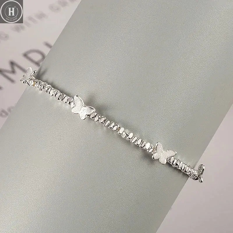 VENTFILLE 925 Sterling Silver Butterfly Bracelet for Girl Bead String Design Insect Fashion Versatile Jewelry Gift Dropshipping HALALZEN
