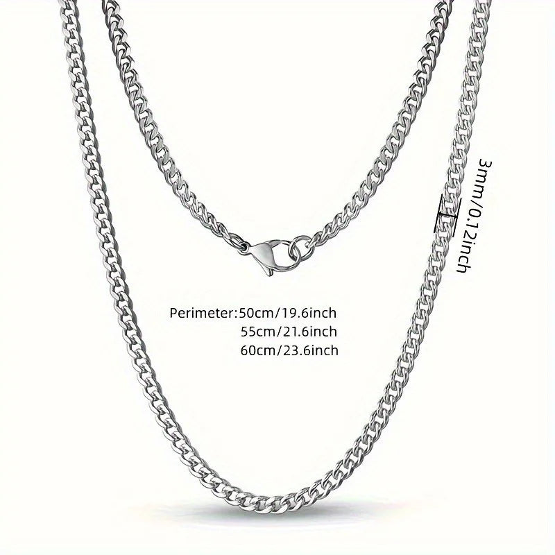 3mm Minimalist Stainless Steel Side Chain Necklace, Suitable For Both Men And Women
