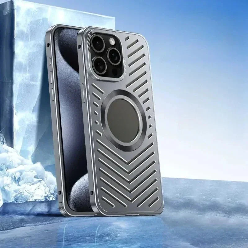 for IPhone 12 13 14 15 16 Pro Max Series MagSafe Case Luxury Metal Heat Dissipation Magnetic Phone Cases Aluminum Cooling Cover