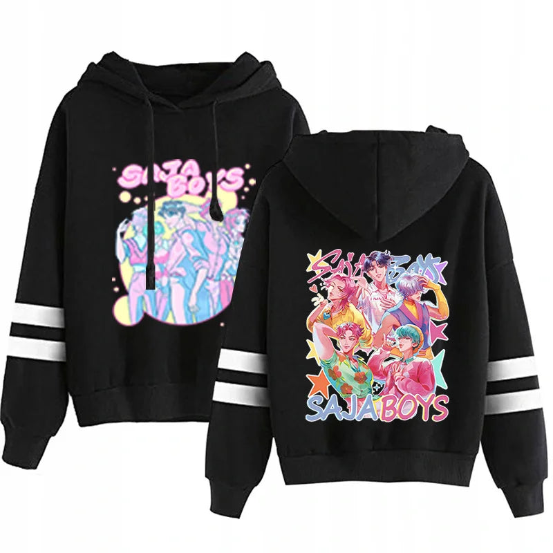 Kpop Demon Hunters Fashion Hoodie Long Sleeve Double Bar Trendy Streetwear