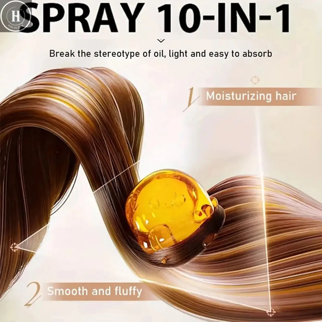 10-in-1 Hair Essence Spray with Plant Keratin & Biotin - Hydrating + Smoothing + Shine Control - Jojoba Oil Formula HALALZEN