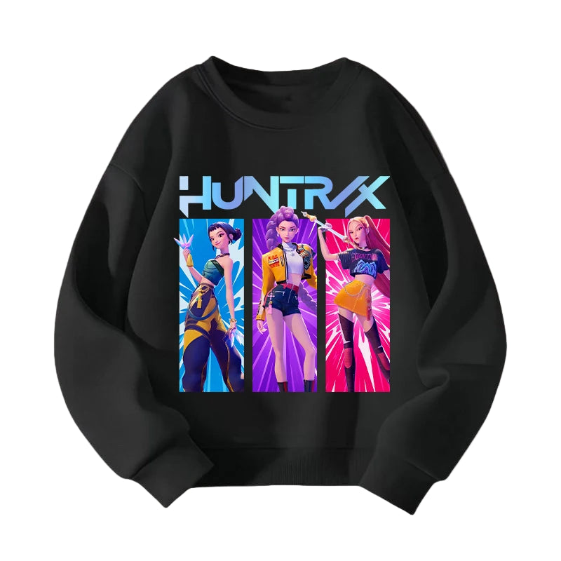 KPop Demon Hunters HUNTRIX Pirnt Hoodie Autumn Long Sleeve Tops Women's Clothing Sweatshirts