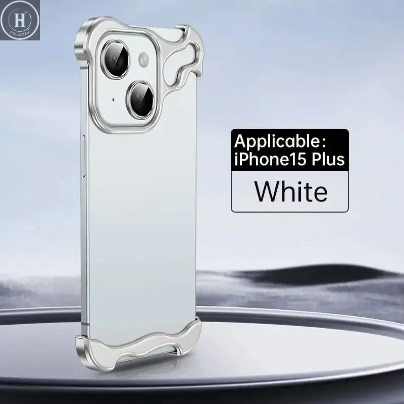 Luxury Alien Titanium Alloy Bumper Phone Case For iPhone 15 13 12 14 Pro Max 15Plus Metal Lens Film Protection Corner Pads Cover Halalzen UK