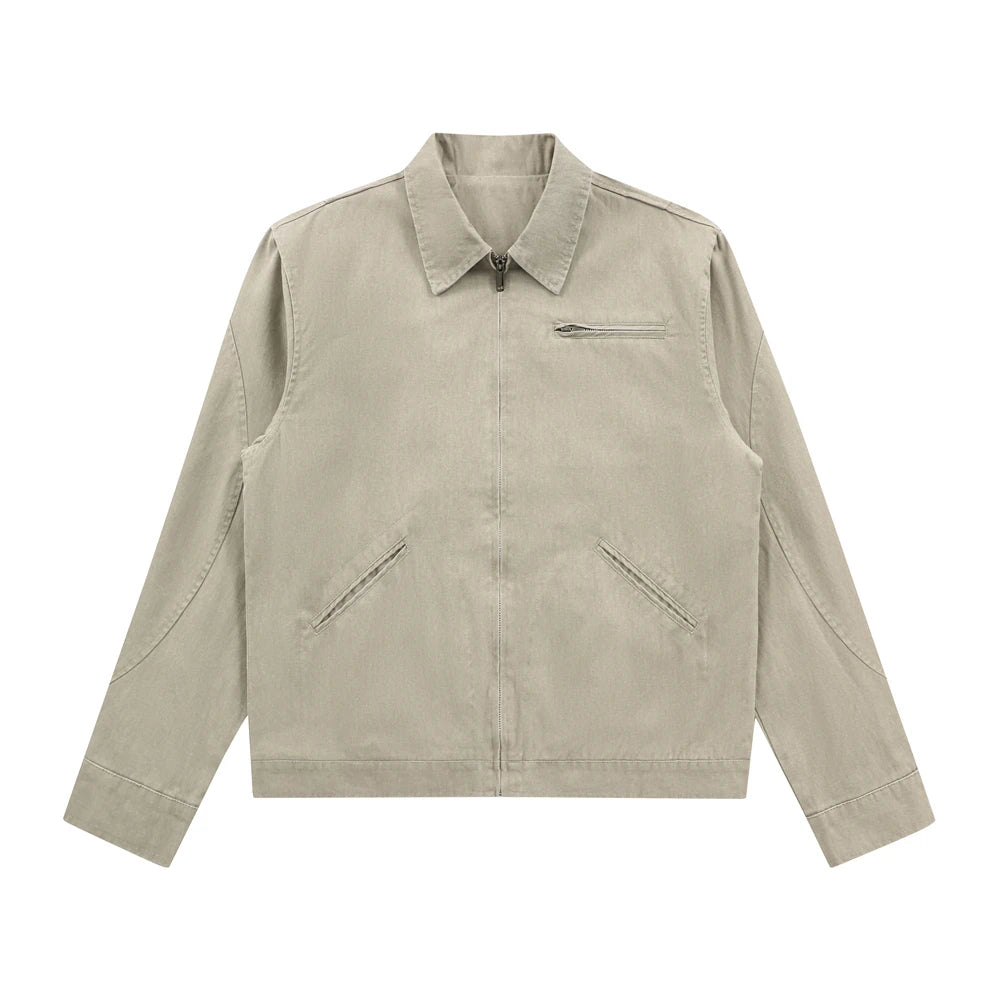 Fashionable retro washed distressed multi-pocket denim jacket New men's Detroit workwear jacket Clean Fit casual menswear