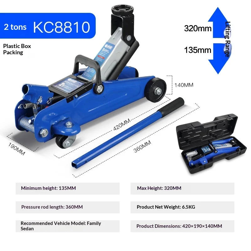 Car Rescue Tool Hydraulic Jack Pneumatic Lift Small Portable Car Jack Heavy Duty Low Profile Quick Raise Garage Emergency Change