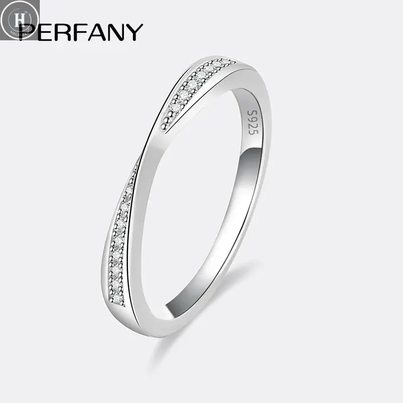 PERFANY S925 Pure Silver Moissanite Ring for Women Men Couple Ring Fashion Wedding Jewelry Valentine's Day Gift HALALZEN