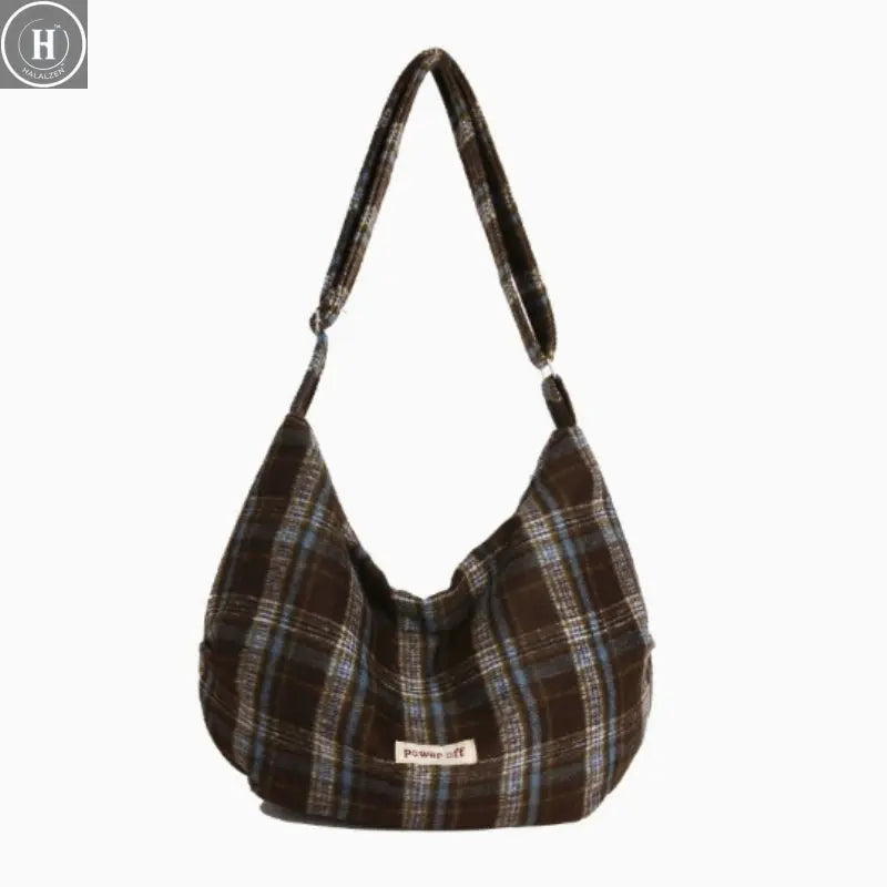Fashion Versatile Plaid Shoulder Bag Retro Crossbody Wool Commuter Fashion Large Capacity Backpack HALALZEN