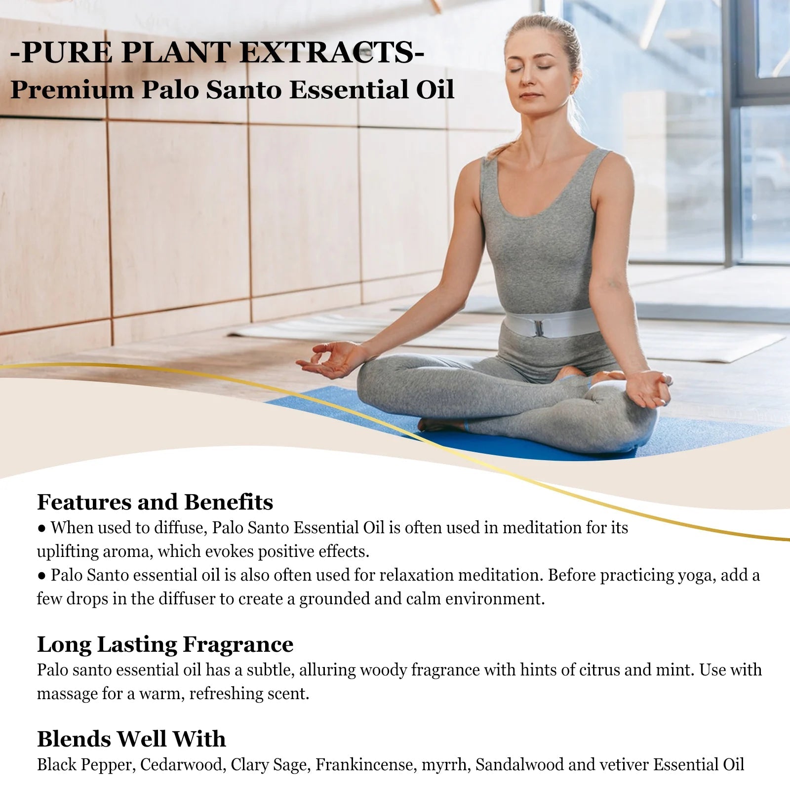 EUQEE 10ml Palo Santo Plant Essential Oil with Dropper Blue Tansy Cardamom Wintergreen Fennel Lavender  Vanilla Oil For Diffuser HALALZEN