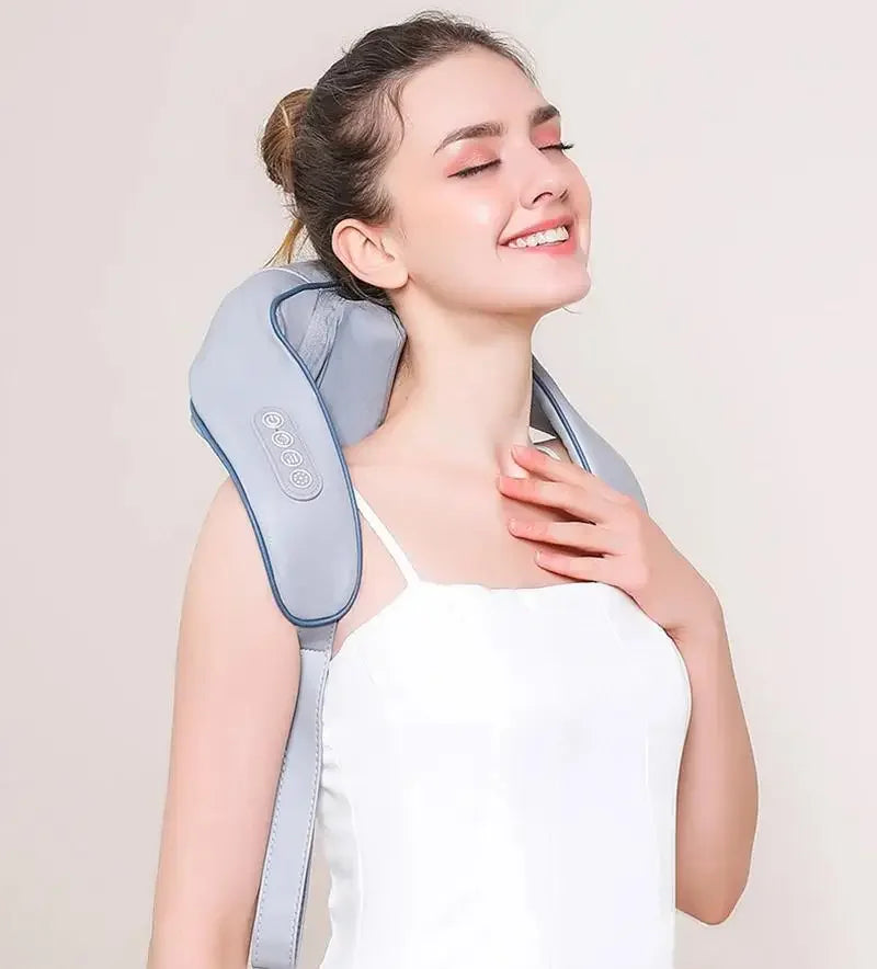 2025 Bionic Neck Shoulder Massager Kneading Massager Shawl 3-Level Modes Neck Cervical Waist Leg Body Muscles Massage Pillow