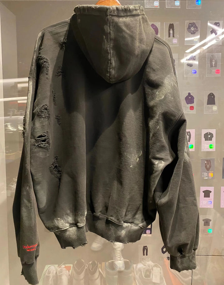 New 2023 Luxury Men UNDERMYCAR Wash Old Holes Gentleman Hoodies Hoody Hooded Sweatshirts Velvet Thicken Hip Size 1 2 3 4 #559