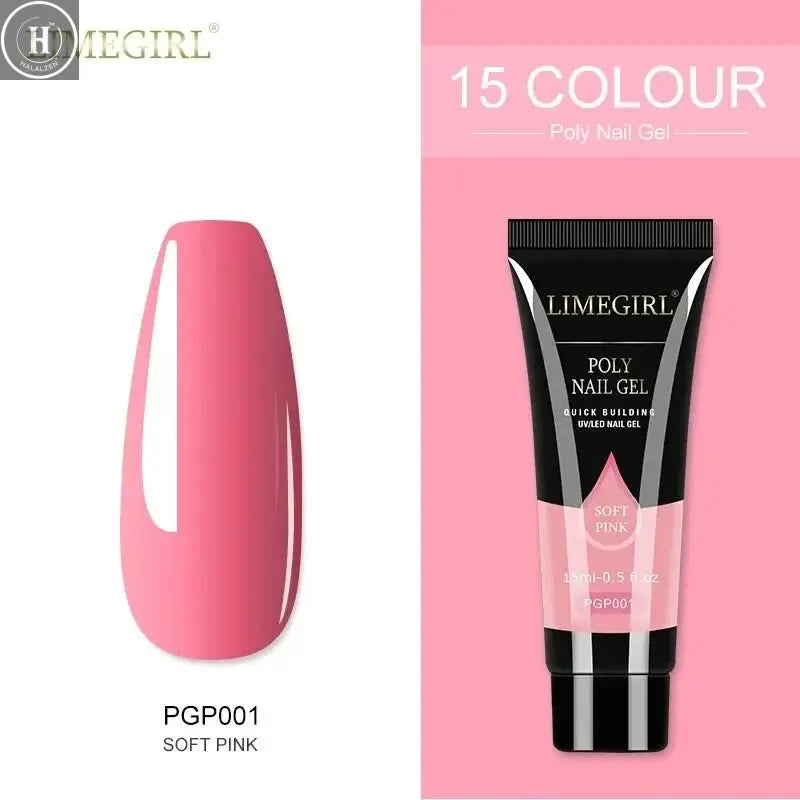 15ml Poly Extension Nail Gel For Nail Art Manicure Design 24Colors UV Varnishes Semi Permanent Builder Nail Gel Polish HALALZEN