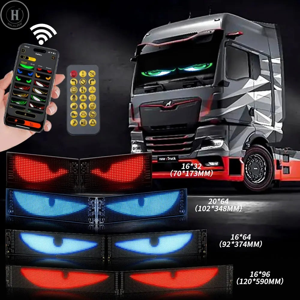 2PCS Devil Eyes Light Car Window Flexible LED Display Screen Matrix Pixel Panel Demon Dynamic Eye Light For Car Truck Windshield HALALZEN
