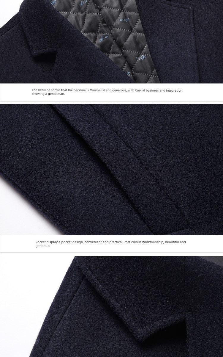 Hengyuanxiang Woolen Coat Men's 2023 Winter New Arrival Thickened Cashmere Mid Length Long Length Trench Coat Woolen Outwear Tide