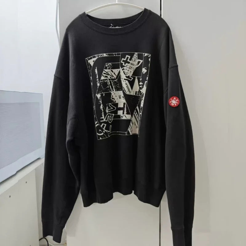 Winter CAVEMPT Hoodies Fashion Street Flower Letter Logo Print Black Hoody Oversized Casual Loose Men Women Hooded Sweatshirts