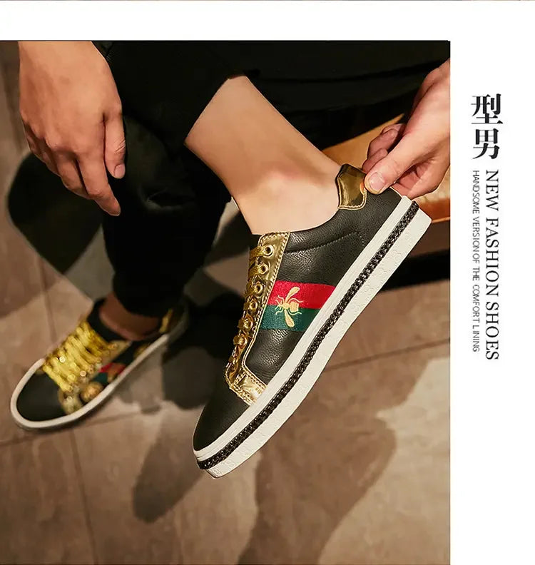 Luxury Brand Embroidered Shoes Casual Flats Soft Sneakers Comfort Mens Skateboarding Shoes Unisex Black White Women Footwear