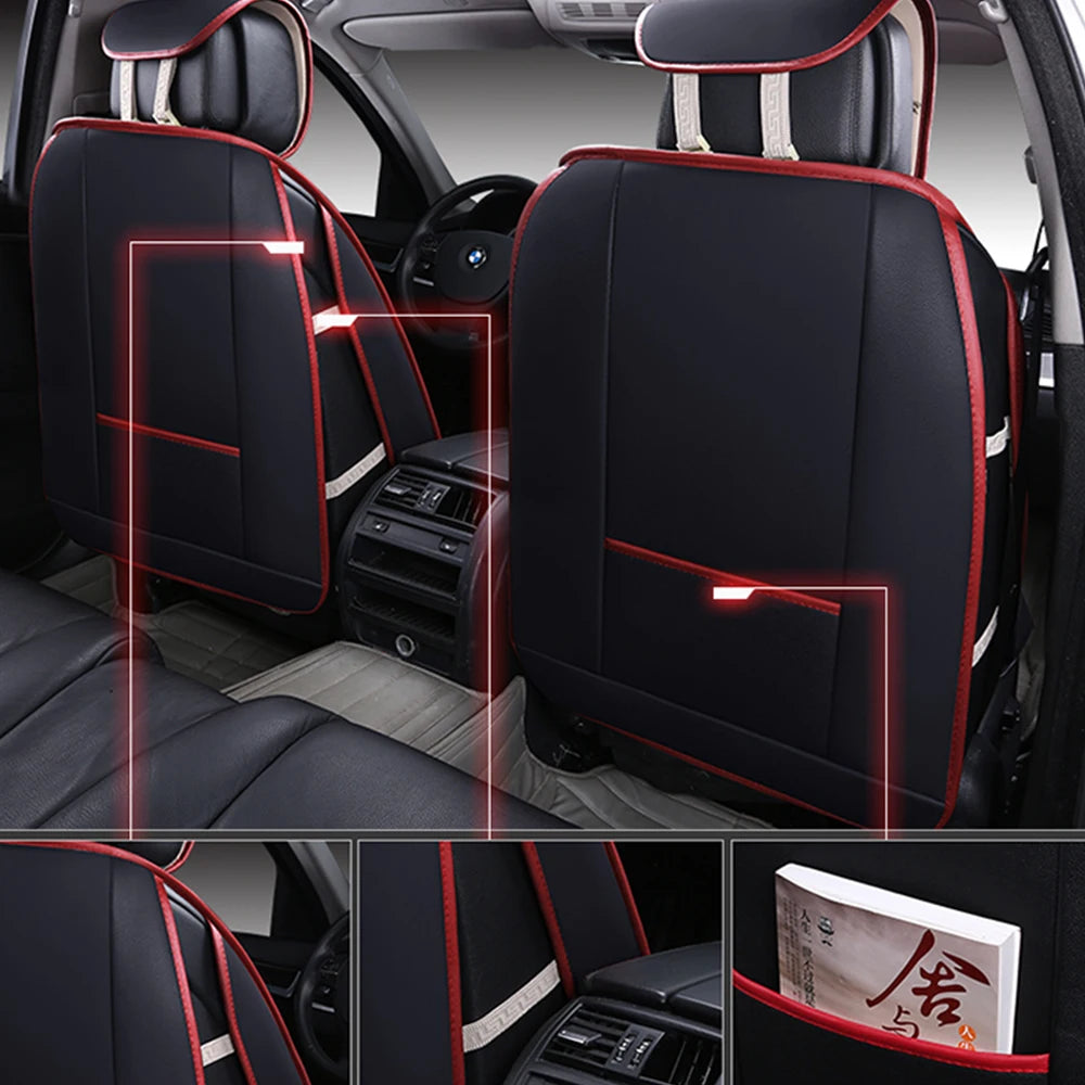 SUV Front And Rear Car Seat PU Leather 5-Seats Cover Cushion Full Set Universal