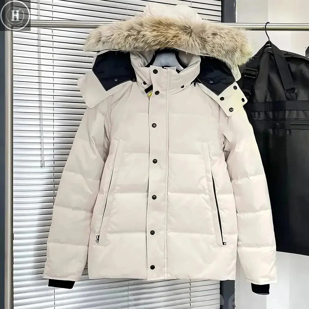 Mens Jacket Designer Puffer Jacket Women Wyndham Wolf Skin Collar Parka Winter Fashion Outdoor Warm Windproof Coat XS-2XL Halalzen UK