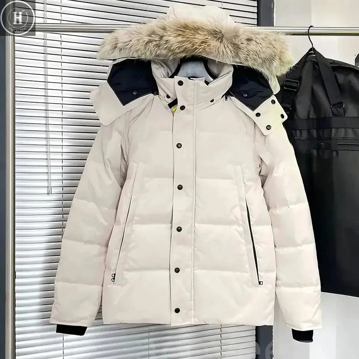 Mens Jacket Designer Puffer Jacket Women Wyndham Wolf Skin Collar Parka Winter Fashion Outdoor Warm Windproof Coat XS-2XL Halalzen UK