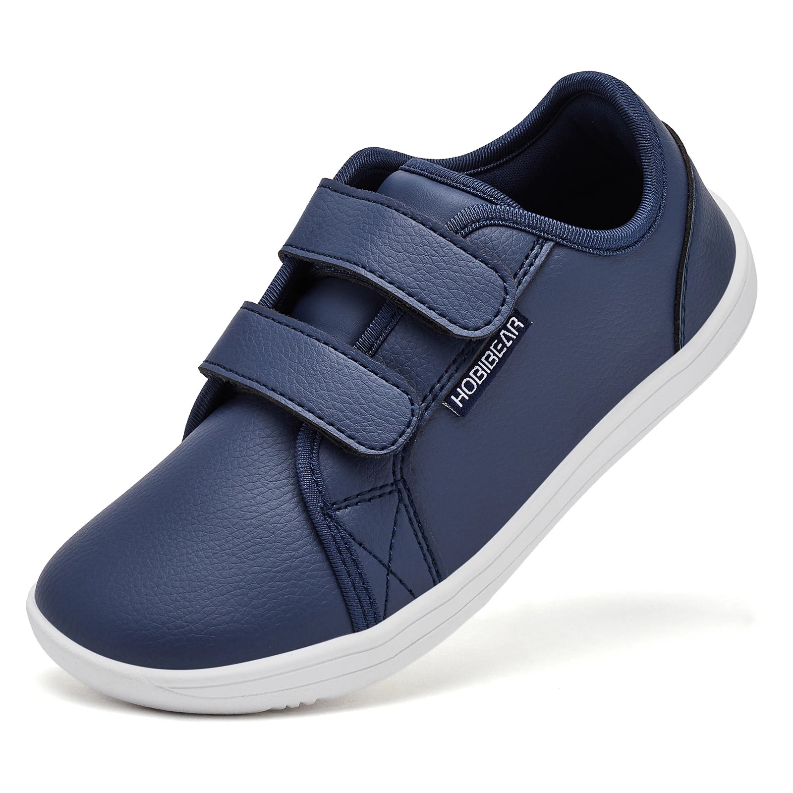HOBIBEAR Minimalist Kids Barefoot Sneakers | Hook Loop | Wide Toe Shoes | Artificial Leather Sneakers