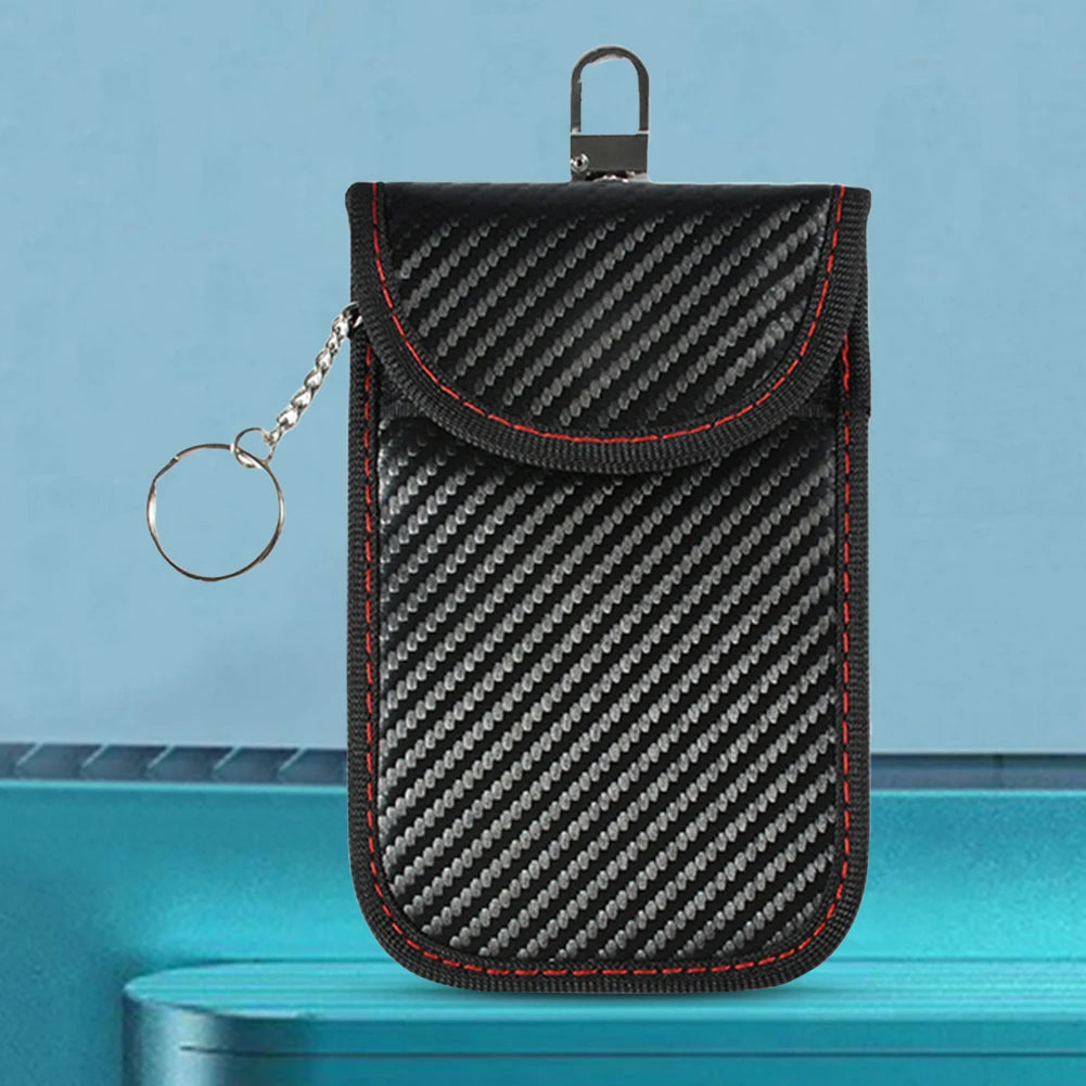 2Pcs Car Key Signal Blocker Case PU Leather Anti-Theft Faraday Pouch Double-Layer Car RFID Signal Blocker Key Bag for Auto Parts