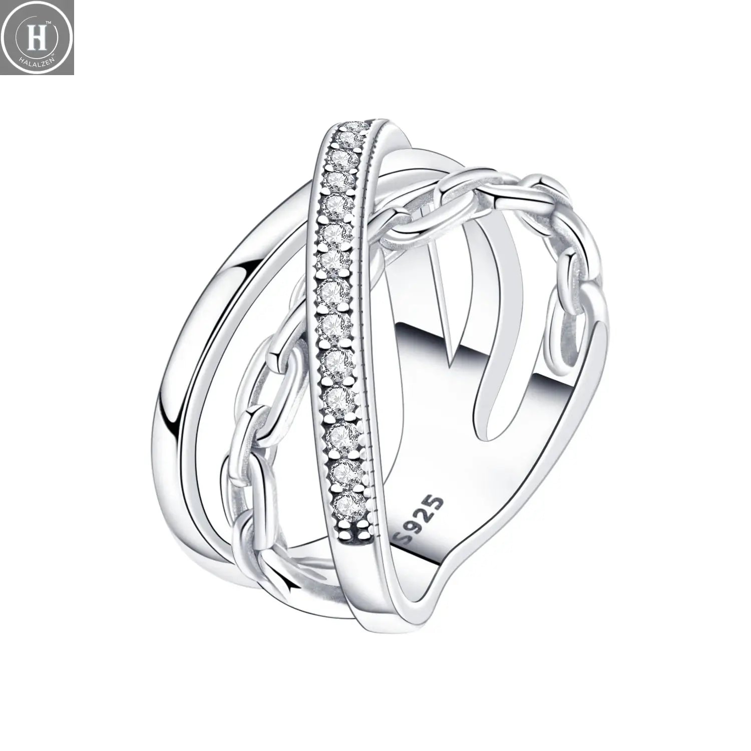 CYCUFF 925 Sterling Silver Designed Simple Fashion 3-Ring Rings Closed Ring for Women Birthday Party Jewelry Gift Ring Comfort HALALZEN