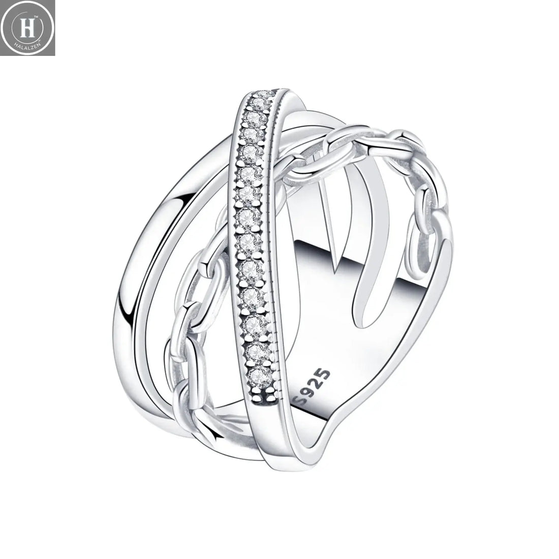 CYCUFF 925 Sterling Silver Designed Simple Fashion 3-Ring Rings Closed Ring for Women Birthday Party Jewelry Gift Ring Comfort HALALZEN