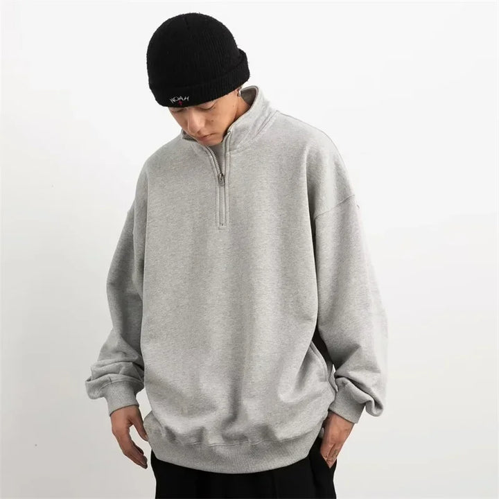 2025 New Half Zipper Design Sweatshirts For Men Autumn Y2K Vintage Stand Collar Pullover Hoodies Korean Fashion Casual sudadera