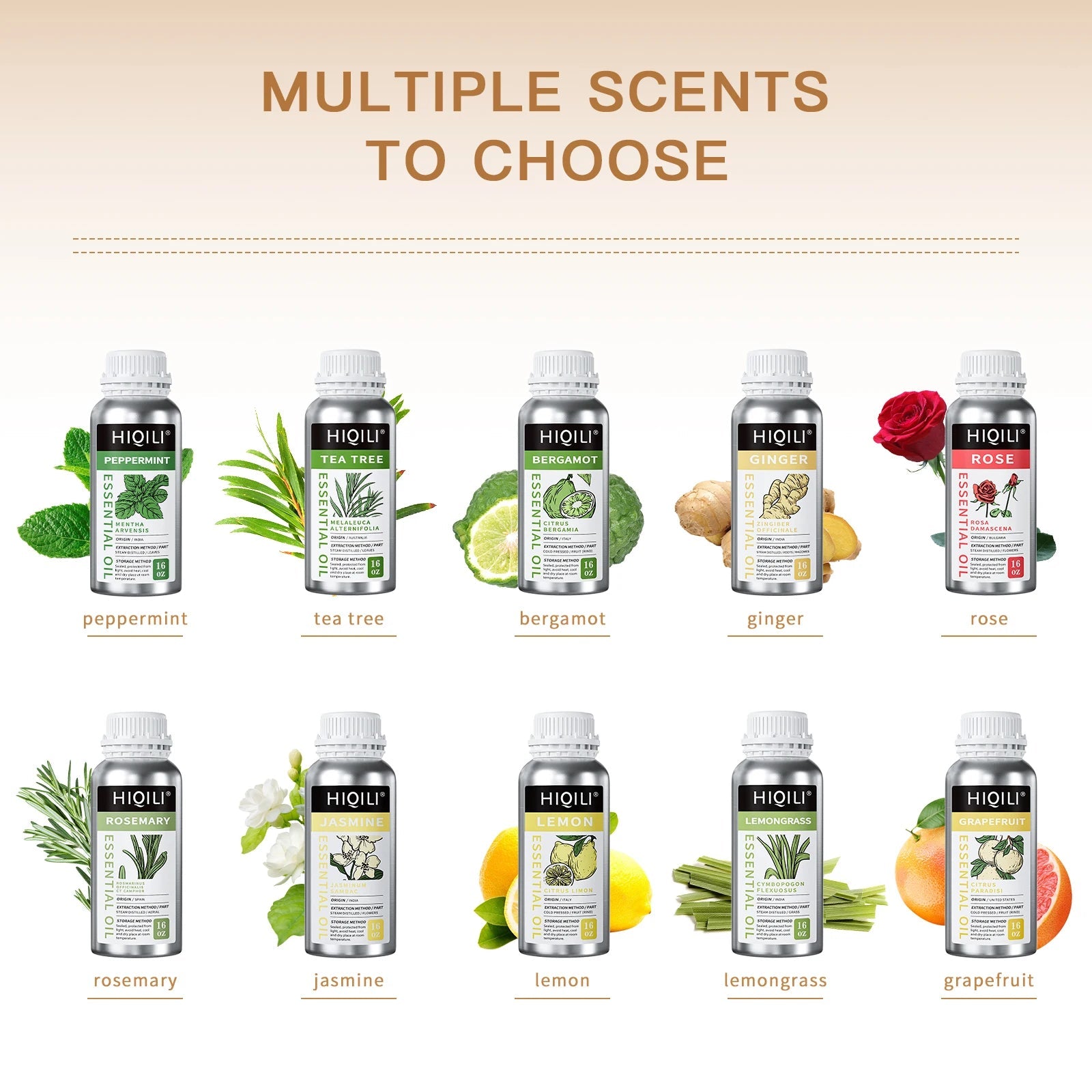 HIQILI 500mL Essential Oil, Cinnamon Peppermint Rosemary Vanilla Lavender Oil for DIY Candle& Soap Aomatherapy Diffuser Massage HALALZEN