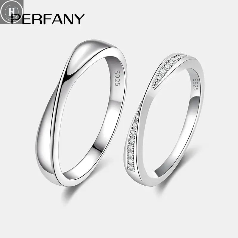 PERFANY S925 Pure Silver Moissanite Ring for Women Men Couple Ring Fashion Wedding Jewelry Valentine's Day Gift HALALZEN