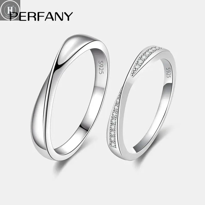 PERFANY S925 Pure Silver Moissanite Ring for Women Men Couple Ring Fashion Wedding Jewelry Valentine's Day Gift HALALZEN