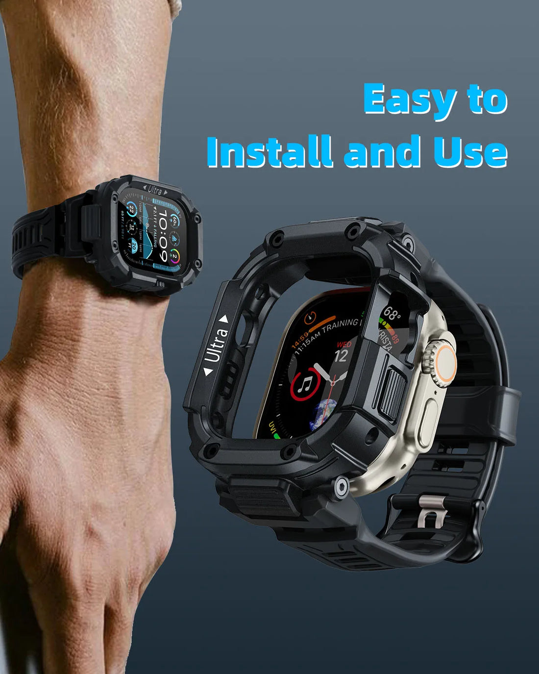 Oatsbasf Protector Frame Cover for Apple Watch Ultra 1/2 49mm Case Bumper Protective Drop Resistant Case for iWatch Series 1 2