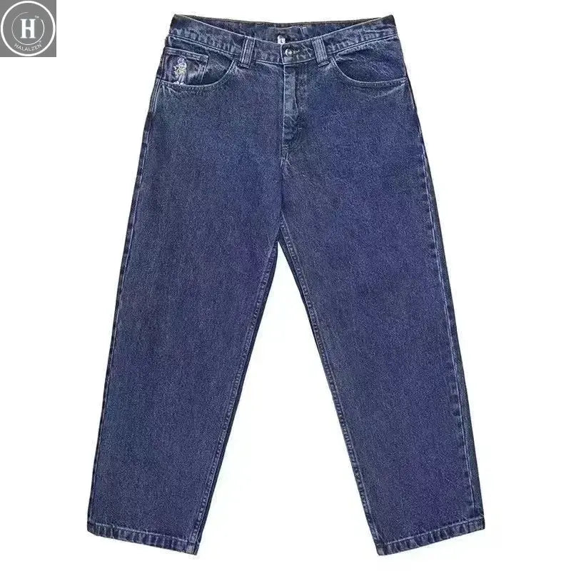 90s Big Boy Jeans for Men Streetwear Baggy Jeans Embroidery Denim Leisure Simple Dime Pants Women Jeans Mujer Hot traf jean HALALZEN