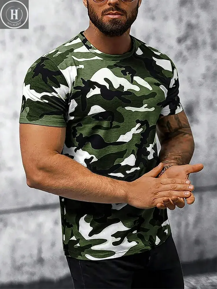 Skull Print Men's T-Shirt Summer Casual Wear for Men Sports Fitness Short-Sleeve T-Shirt for Men Streetwear Fashion Top for Men HALALZEN