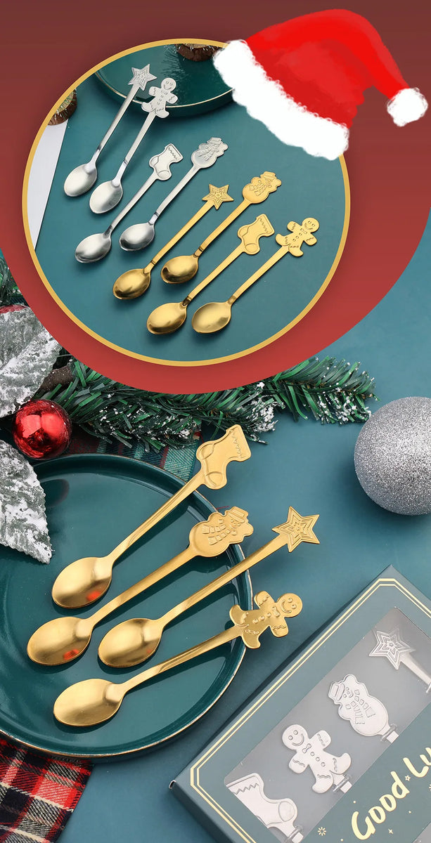 Christmas Decorations Home Christmas Table Decor Stainless SpoonsFork Cutlery Set Elk Xmas Tree New Year 2024 Navidad 2023 Gifts