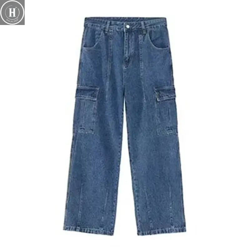 Men Baggy Oversize Cargo Jeans Male Wide Streetwear Hip Hop Pants Harajuku Fashion Straight Leg Black Blue Loose Denim Pants Halalzen UK