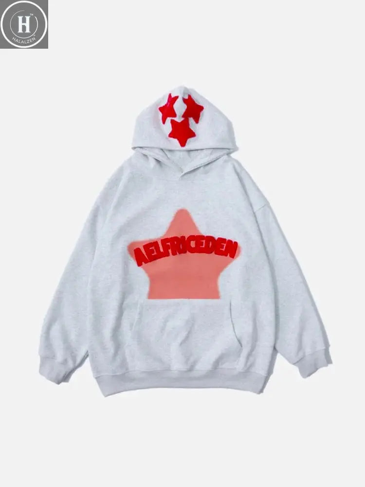 2024 Fall hip hop street graffiti hoodie women's retro casual sports baggy hoodie HALALZEN