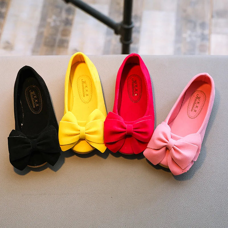 2025 New Fashion Girls Shoes PU Leather With Big Bowtie Candy Color Children Sandals Slip-on Kids Casual Shoes 21-36 Soft Hot