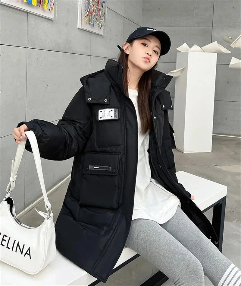 2024 New Women Jacket Winter Parka Down Cotton JacketsLoose Thick Warm Hooded Parkas Casual Long Coat Waterproof Outwear