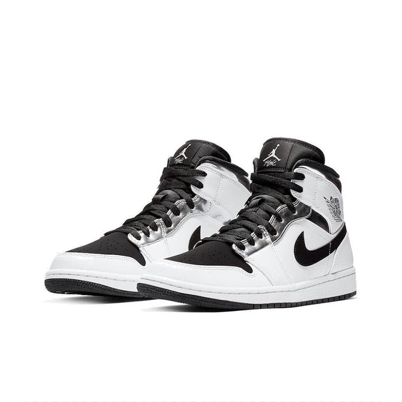 Original Air Jordan 1 Mid "Light Smoke Grey" "Wolf Grey"For Men's Retro Classic Basketball Sneakers Shoes