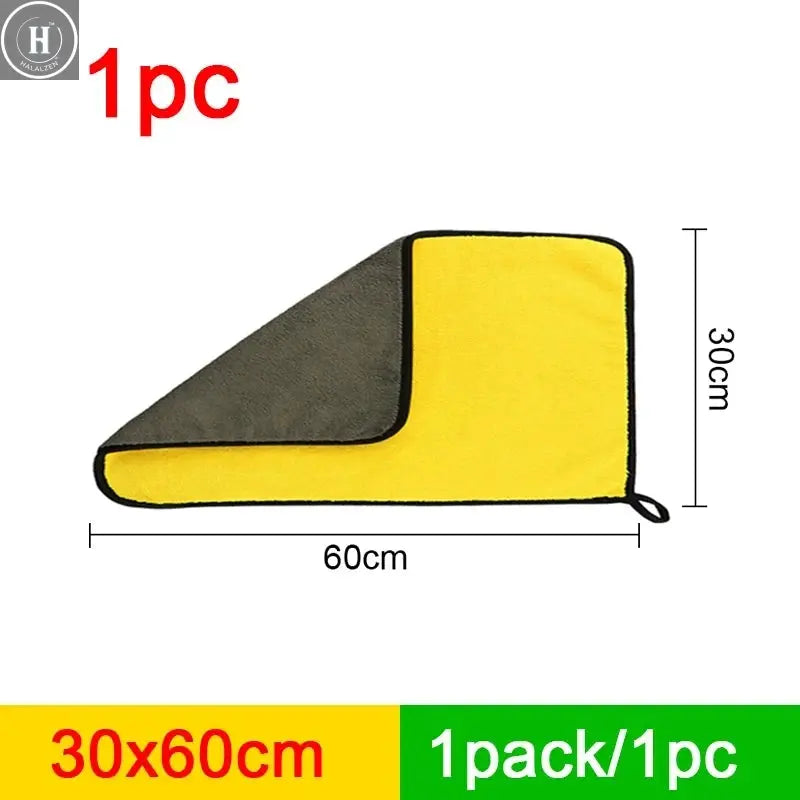 SEAMETAL Microfiber Car Wash Towel Ultra-Soft Scratch-Free Car Cleaning Towel Double-Side 400GSM Drying Cloth High Absorbency HALALZEN